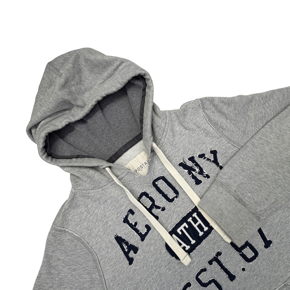 AEROPOSTALE Mens Gray Hoodie Athletic EST 87 Pullover Sweatshirt M Medium